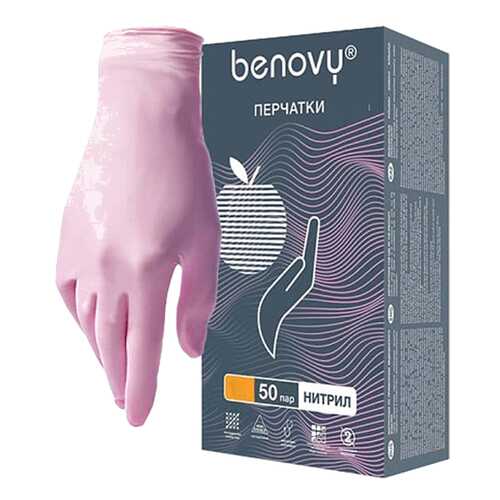 Розовые нитриловые перчатки BENOVY размер M 100 шт.50 пар Rubber Tech Ltd в Самсон-Фарма