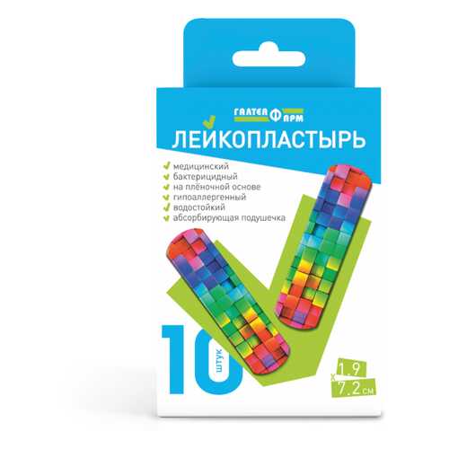 Пластырь ГалтеяФарм MD134 бактерицидный водостойкий 1,9 х 7,2 см 10 шт. в Самсон-Фарма