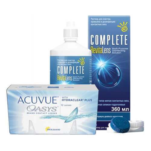 Контактные линзы Acuvue Oasys 12 линз R 8.4 +3.50 + Раствор Complete RevitaLens 360 мл в Самсон-Фарма